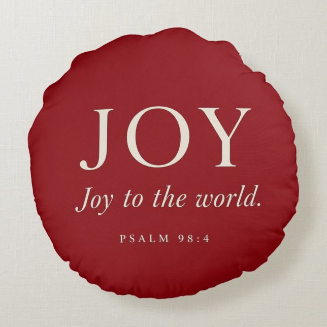 JOY | Psalm 98:4 | Christmas Gift Round Pillow (Back)