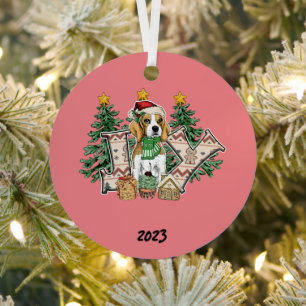 Joy Puppy Christmas Metal Ornament