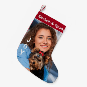Joy Puppy Dog Pet Animal Photo Personalize Small Christmas Stocking