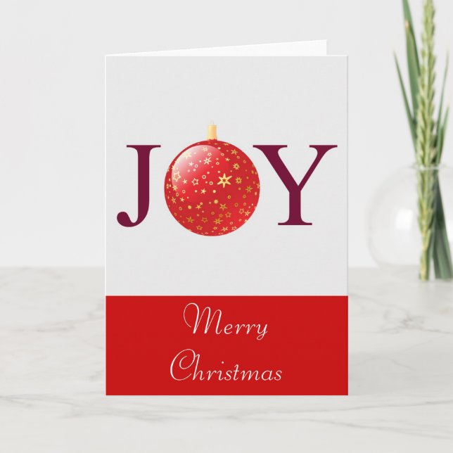 Joy Red Christmas Decoration Card (Front)