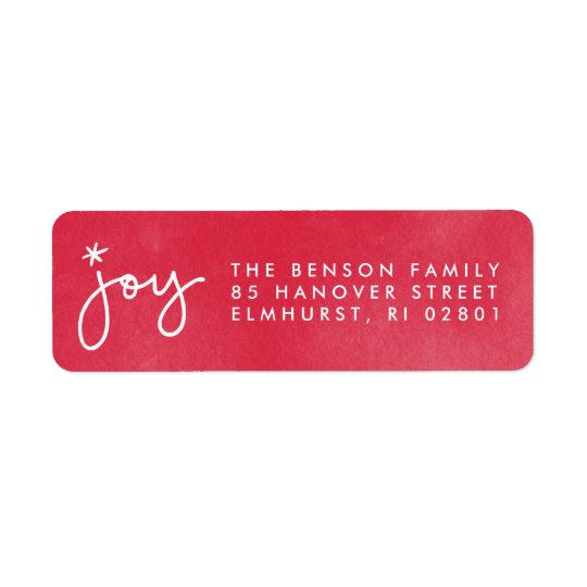 Joy Red Watercolor Return Address Label