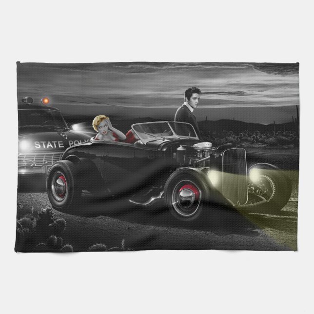 Joy Ride B&W 2 Kitchen Towel (Horizontal)