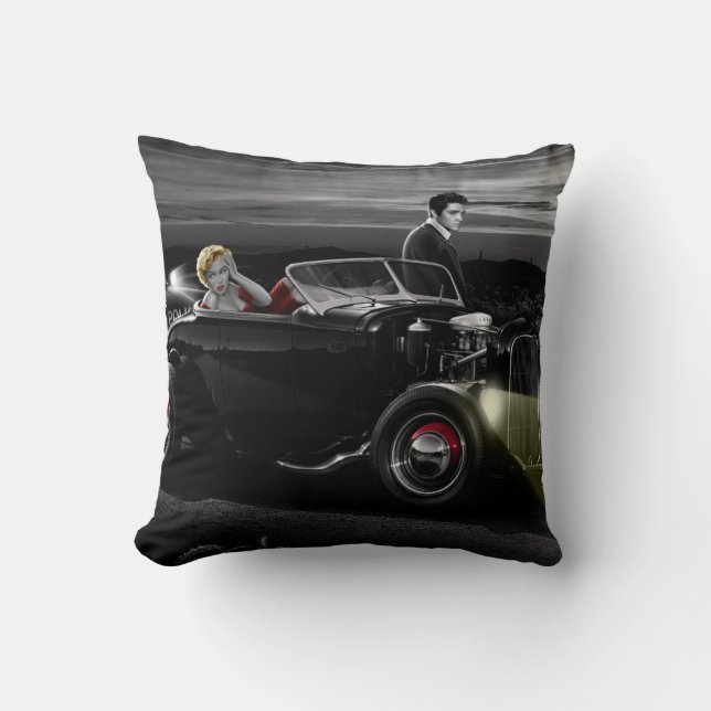 Joy Ride B&W Throw Pillow (Front)