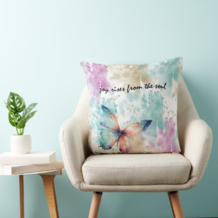 Joy Rises from the Soul Butterfly Abstract Throw Pillow