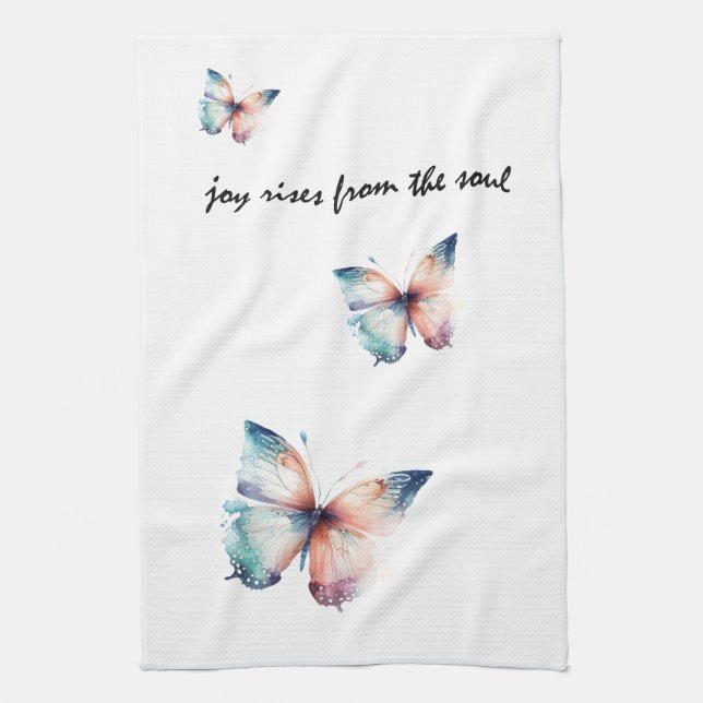 Joy Rises from the Soul Butterfly  Kitchen Towel (Vertical)