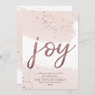 Joy   Rose Gold Christmas Holiday Card