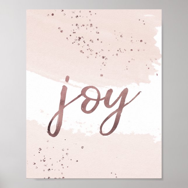 Joy | Rose Gold Christmas Poster (Front)