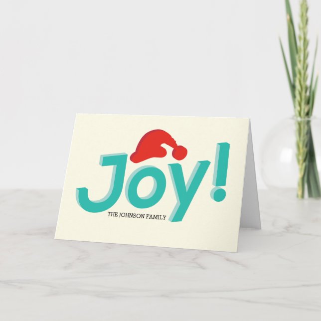 joy & santa hat holiday card (Front)
