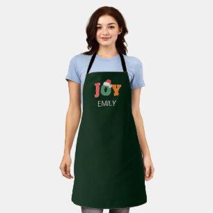 JOY! Santa Hat Script Typography Custom  Apron