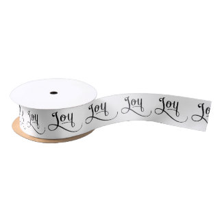 Joy Script Black Satin Ribbon