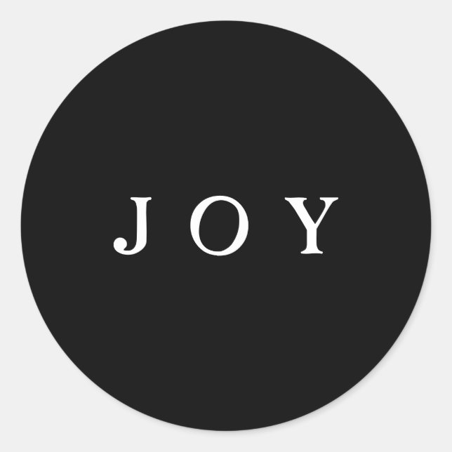 JOY Script Envelope or Gift Wrap Black Classic Round Sticker (Front)