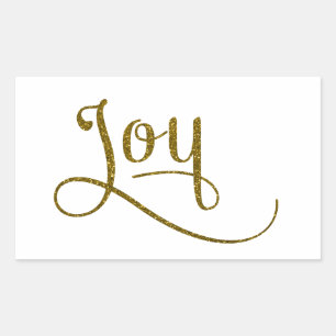 Joy Script Gold Glitter Sticker