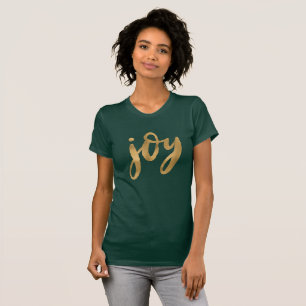 Joy Script Gold Green Custom Christmas T-Shirt