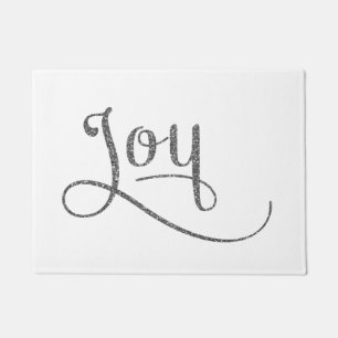 Joy Script Silver Glitter Doormat