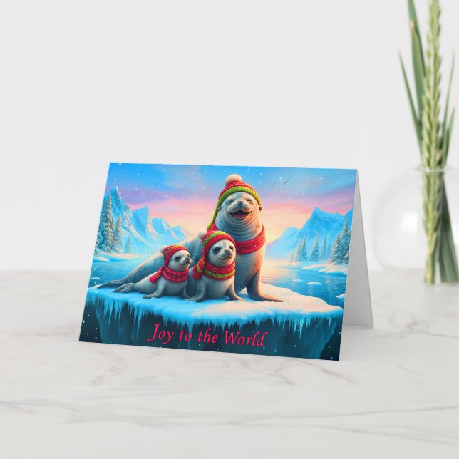 Joy Seals Plié Carte de Noël (Devant)