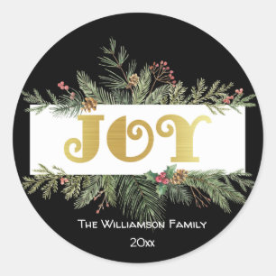 JOY - Shimmering Gold - Personalized Classic Round Sticker