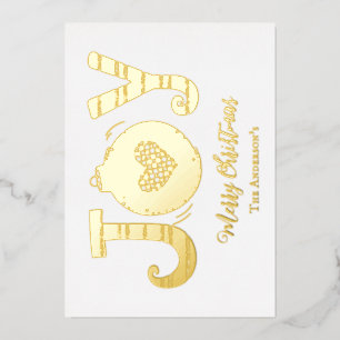Joy Silver Gold Rose Gold Foil Carte de Noël