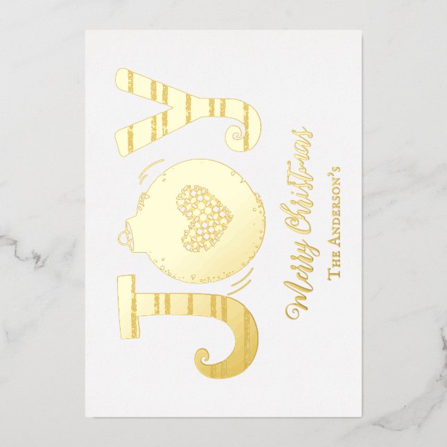 Joy Silver Gold Rose Gold Foil Carte de Noël (Recto)