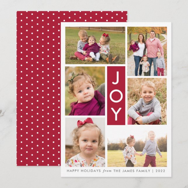 Joy Six Photo Holiday Carte photo (Devant / Derrière)