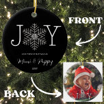 Joy Snowflake Our First Christmas as Grandparents Ceramic Ornament<br><div class="desc">Joy Snowflake Our First Christmas as Grandparents Ceramic Ornament. Embrace the magic of your first Christmas as grandparents with our 'Joy Snowflake Our First Christmas as Grandparents' Ceramic Ornament. Customize it with your special titles, add a cherished photo on the back, and create a gift that encapsulates the love and...</div>