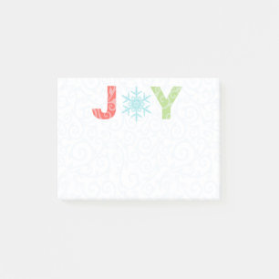 Joy Snowflake Pastel Red Damask Holiday 4" x 3" Post-it Notes