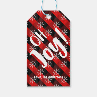 Joy Snowflake Plaid Christmas Gift Tags