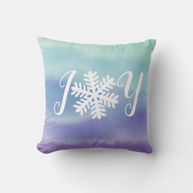 Joy Snowflake Throw Pillow (Front)