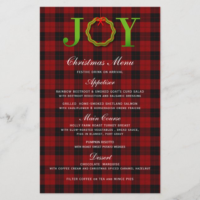 JOY TARTAN CHRISTMAS WREATH | MENU NOËL (Devant)