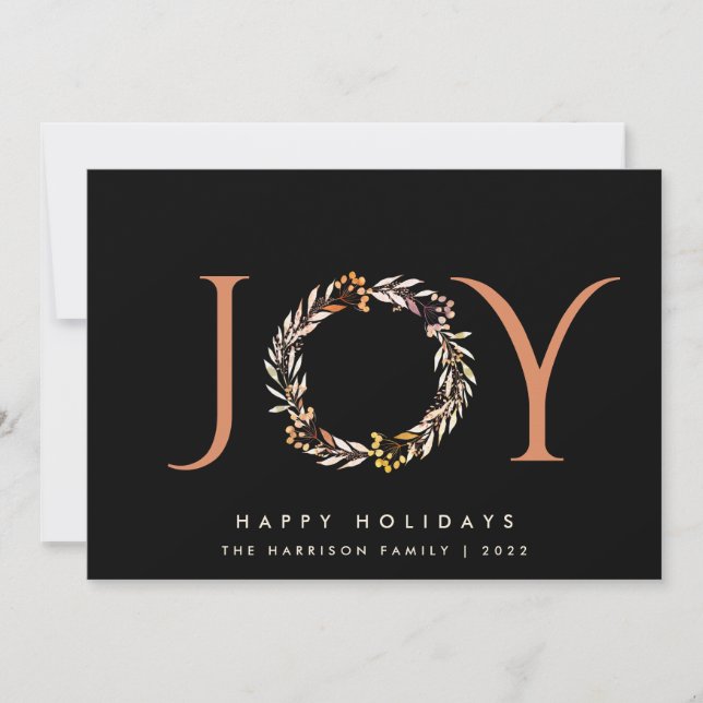 Joy Terracotta Black Christmas 2022 Holiday Card (Front)