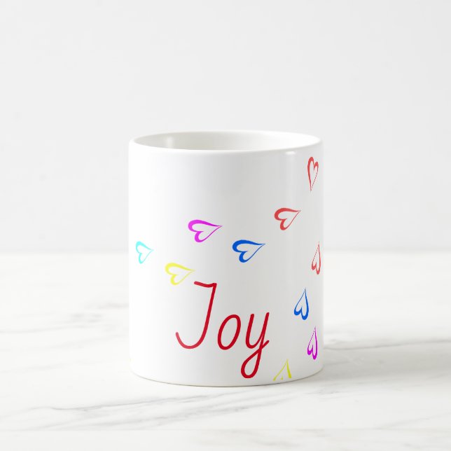 Joy text colourful hearts  coffee mug (Center)