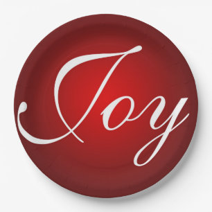Joy This Christmas Red White Holiday Colours Paper Plate