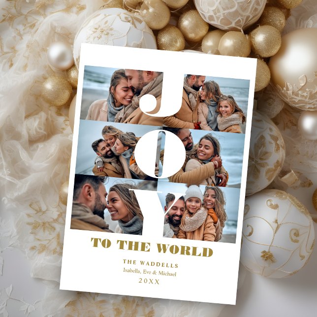 Joy to the World 6 Custom Photos Collage Holiday Postcard (Creator Uploaded)