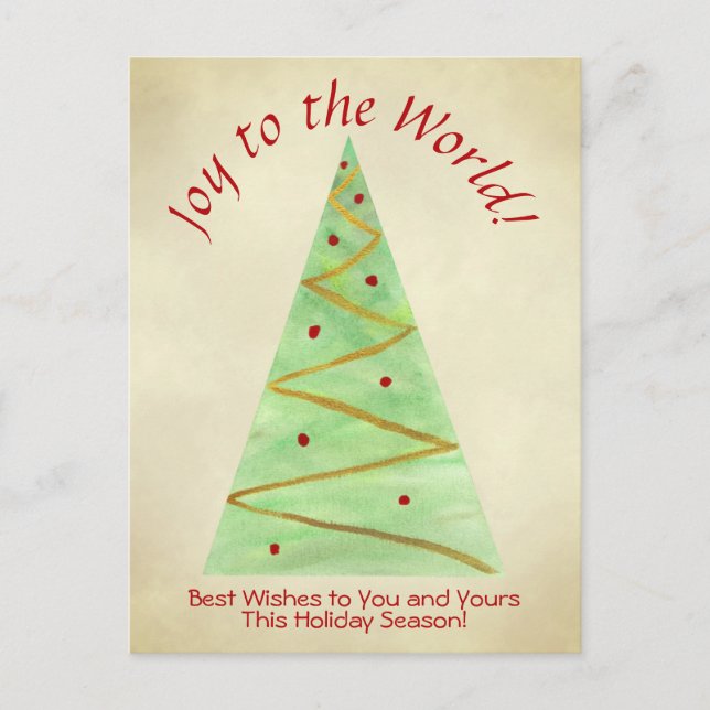 Joy to the World! Abstract Christmas Tree w/ Photo Holiday Postcard (Front)