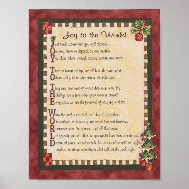 "Joy to the World" Acrostic Poem Canvas Print (Front)
