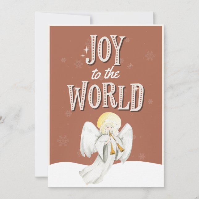 Joy to the World Angel Christmas Photo Invitation (Devant)