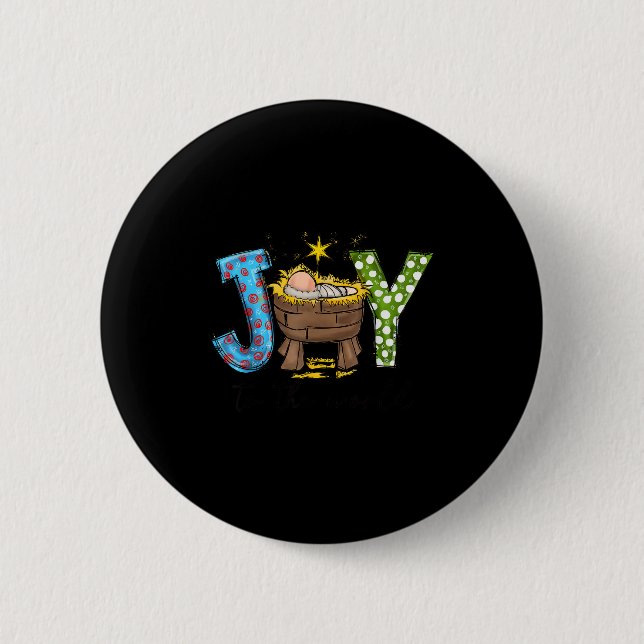 Joy To The World Baby Jesus Christmas Nativity Sce 2 Inch Round Button (Front)