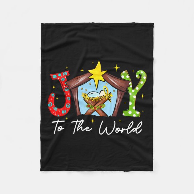 Joy To The World Baby Jesus Christmas Nativity Sce Fleece Blanket (Front)