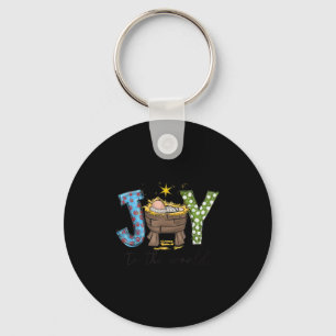 Joy To The World Baby Jesus Christmas Nativity Sce Keychain