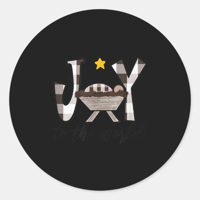 Joy To The World Baby Jesus In The Manger Christma Classic Round Sticker (Front)