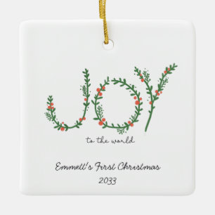 Joy to the World Baby's First Christmas Ceramic Ornament