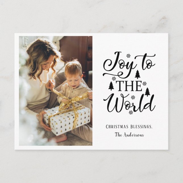 Joy to the World Beloved Christmas Carol One Photo Holiday Postcard (Front)