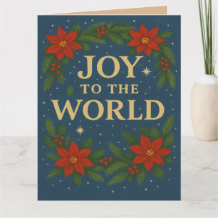 Joy to the World blue themed Christmas Card