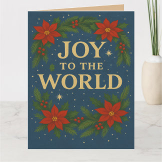 Joy to the World blue themed Christmas Card