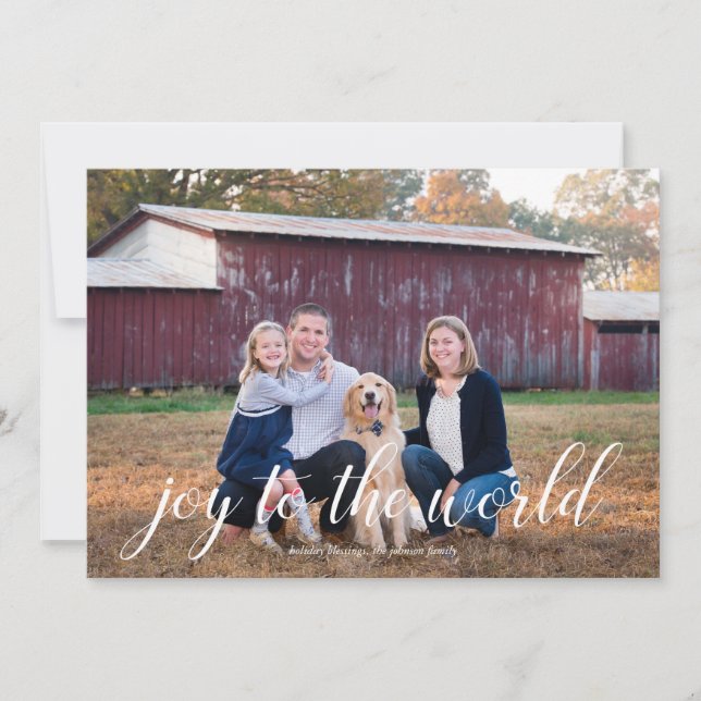 Joy to the World Calligraphy Carte photo de vacanc (Devant)