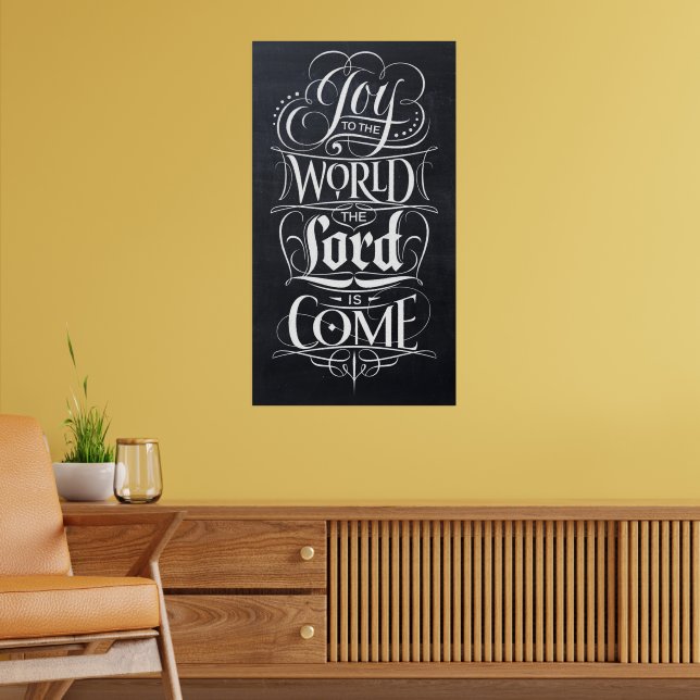 Joy to the World Christian Christmas Black Chalk Poster (Living Room 2)