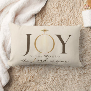 JOY TO THE WORLD Christian Christmas Lumbar Pillow
