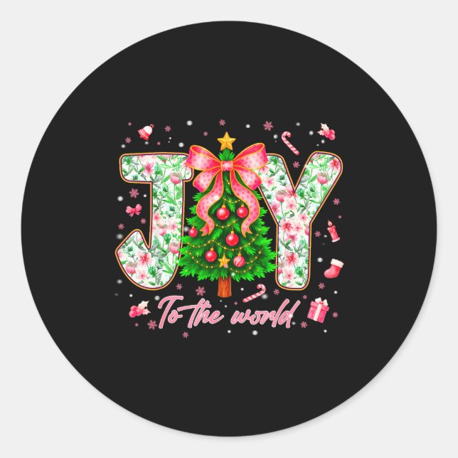 Joy To The World Christian Jesus Pjs Xmas Women Gi Classic Round Sticker (Front)