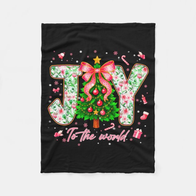 Joy To The World Christian Jesus Pjs Xmas Women Gi Fleece Blanket (Front)
