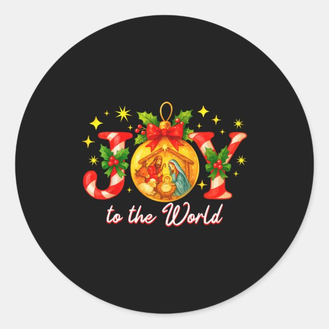 Joy To The World Christmas Christian Nativity  Classic Round Sticker (Front)