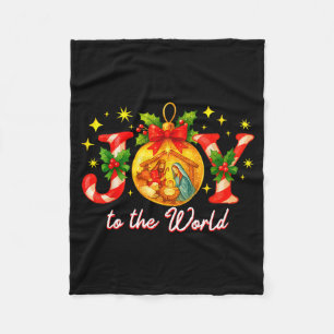 Joy To The World Christmas Christian Nativity  Fleece Blanket